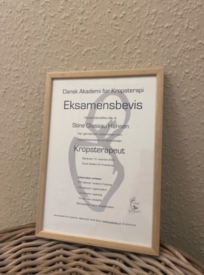 Bevis på kropsterapeut uddannelsen
